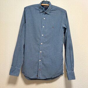 Tommy Hilfiger Blue Checkered Long Sleeve Button‎ Up Shirt Mens Size XS